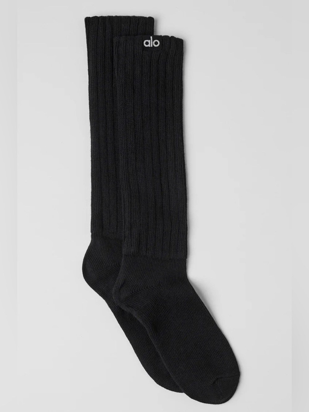Alo Unisex Black Scrunch Sock, Size Small